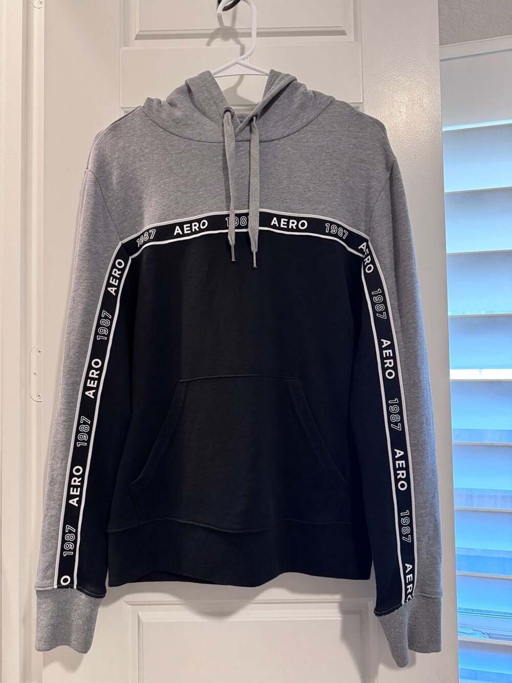 Aéropostale Colorblock Pullover Hoodie with Logo Tape Detail